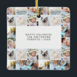 Benutzerdefiniertes Minimal-einfaches Foto Collage Keramikornament<br><div class="desc">Custom Minimal Simple Foto Collage Grid Familie Weihnachts-Keramik Ornament</div>