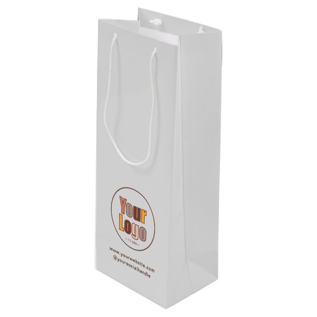 Benutzerdefiniertes Minimalistisches Firmenlogo Geschenktüte Für Weinflaschen (Vorderseite Schrägansicht)