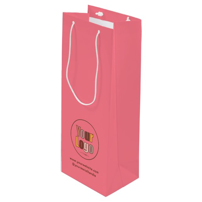 Benutzerdefiniertes Minimalistisches Firmenlogo Geschenktüte Für Weinflaschen (Vorderseite Schrägansicht)