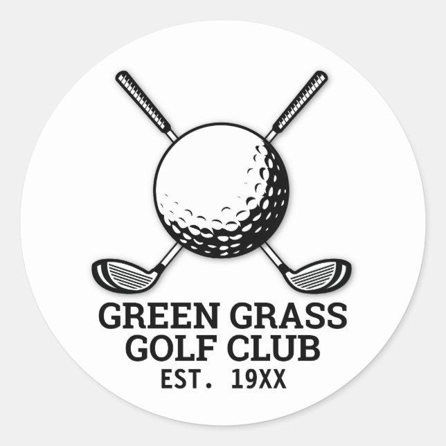 Benutzerdefiniertes Minimalistisches Golf Club Log Runder Aufkleber (Vorderseite)