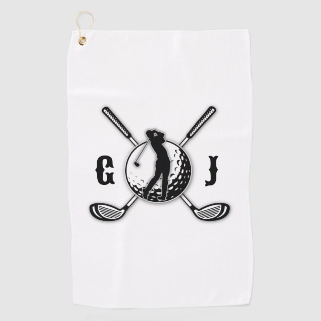 Benutzerdefiniertes Minimalistisches Golf Monogram Golfhandtuch (Vorderseite)