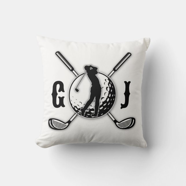 Benutzerdefiniertes Minimalistisches Golf Monogram Kissen (Vorderseite)