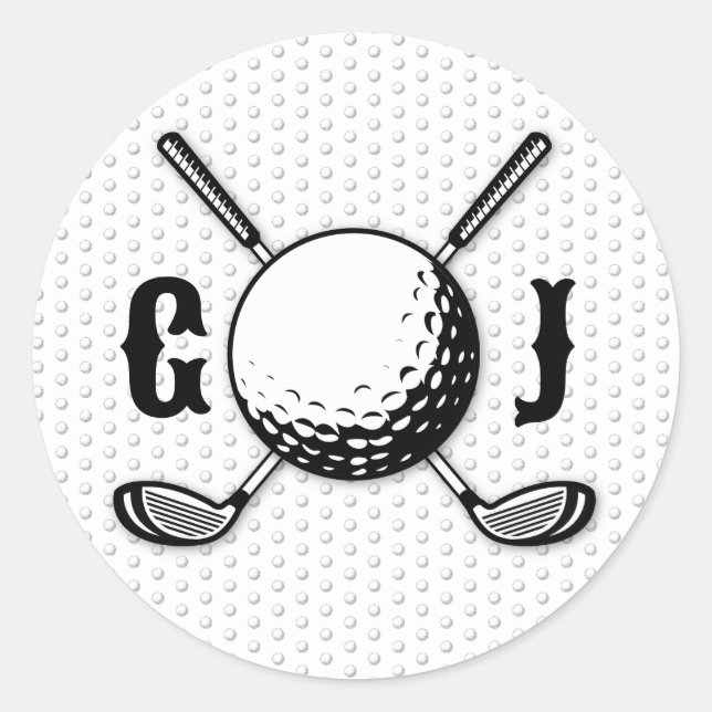 Benutzerdefiniertes Minimalistisches Golf Monogram Runder Aufkleber (Vorderseite)