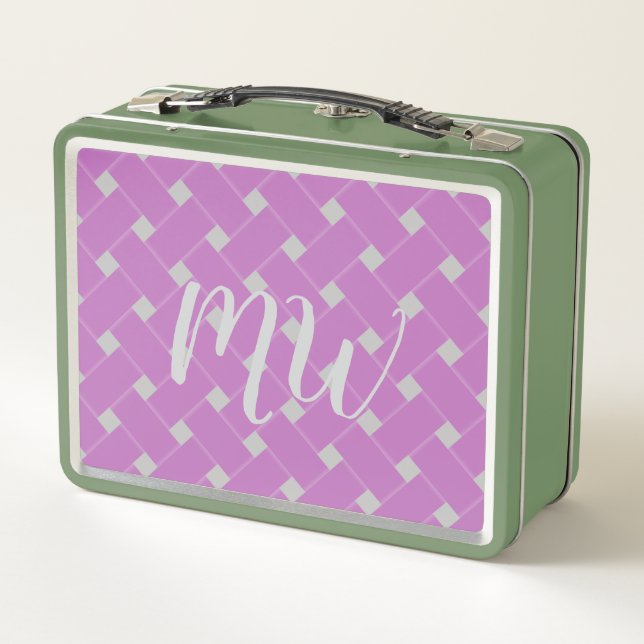 Benutzerdefiniertes Mit Monogramm weiches, Lila, r Metall Brotdose (Rückseite)