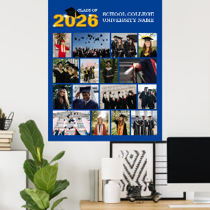 Benutzerdefiniertes modernes blaues Abschlussfoto Poster