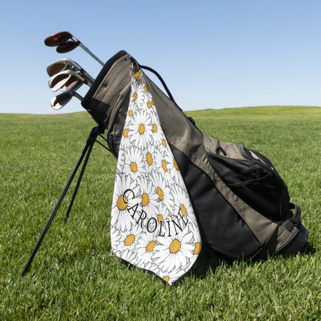 Benutzerdefiniertes modernes chic Sommer-Daisy-Blu Golfhandtuch (Gras)