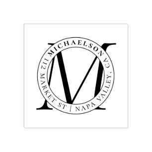 Benutzerdefiniertes modernes Monogramm Nachname R Gummistempel