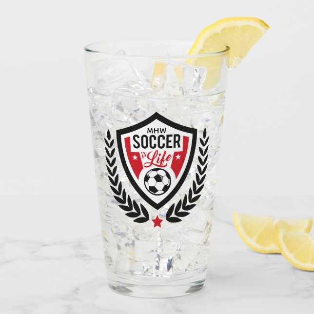 Benutzerdefiniertes Monogram-Fußballlogo Glas (Rückseite Ice)