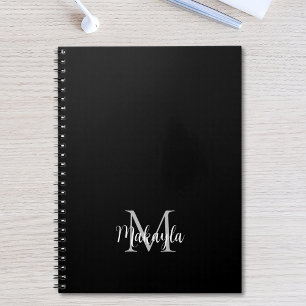 Benutzerdefiniertes Monogram Name Black Notebook Notizblock