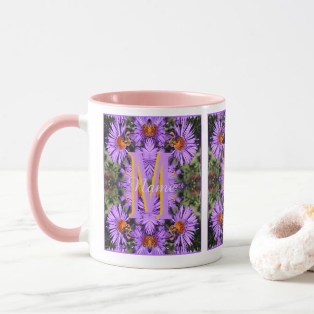 Benutzerdefiniertes Monogramm Anfangsbuchstabe Nam Tasse (Mit Donut)