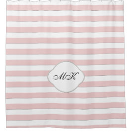 Benutzerdefiniertes Monogramm auf rosa Streifen in Duschvorhang