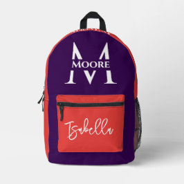 Benutzerdefiniertes Monogramm-Backpack mit Namen,  Bedruckter Rucksack