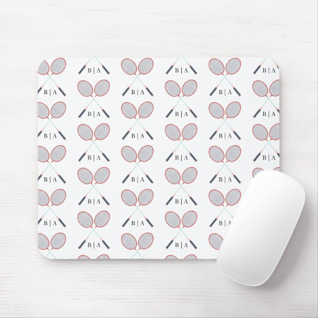 Benutzerdefiniertes Monogramm Badminton-Muster Mousepad (Mit Mouse)