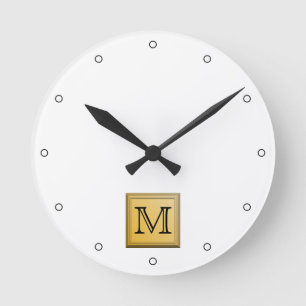 Benutzerdefiniertes Monogramm Bild, nichtmetallisc Runde Wanduhr