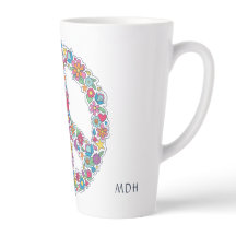 Benutzerdefiniertes Monogramm-Blume-Friedenszeiche