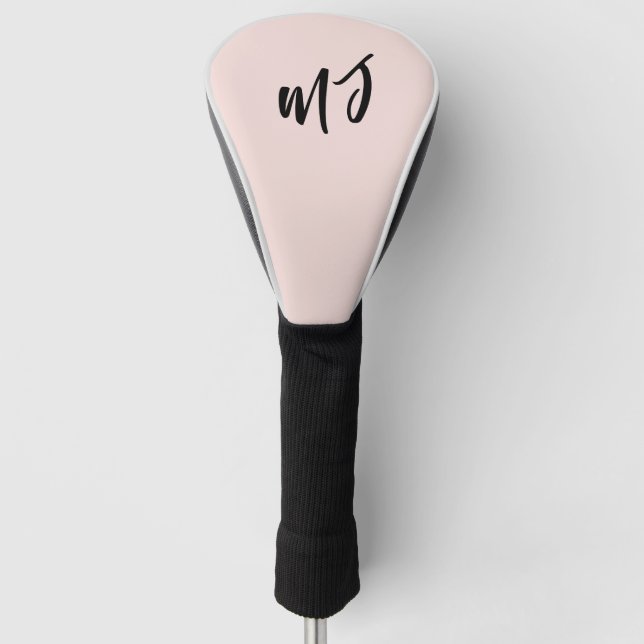 Benutzerdefiniertes Monogramm Blush  Golf Headcover (Vorderseite)