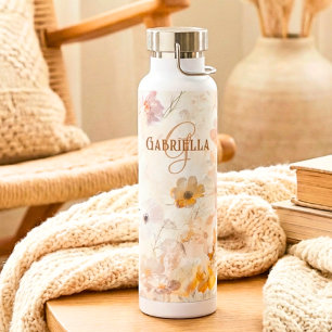Benutzerdefiniertes Monogramm Boho Chic Floral Was Trinkflasche