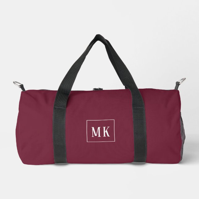 Benutzerdefiniertes Monogramm, Bordeaux überall Duffle Bag (Vorderseite)