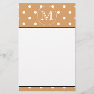 Benutzerdefiniertes Monogramm Braunes Polka-Dot-M Briefpapier