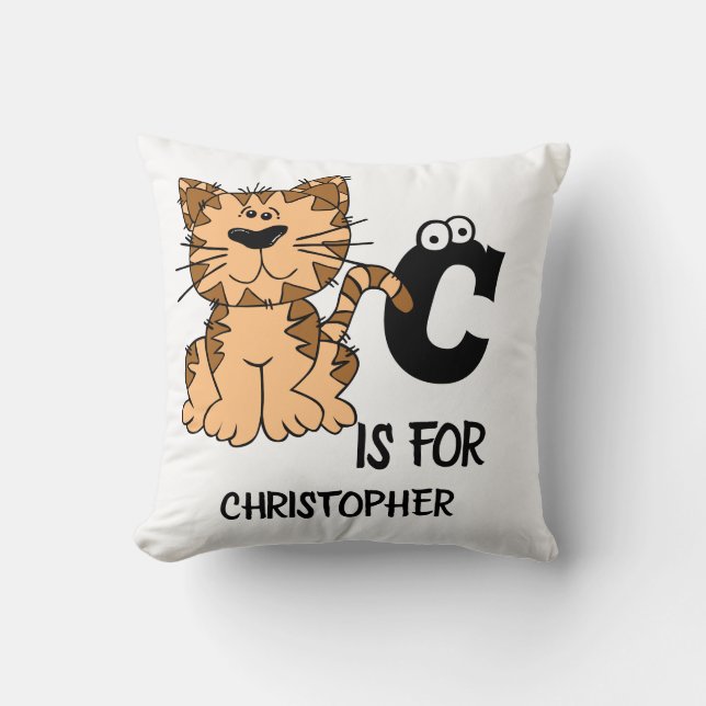 Benutzerdefiniertes Monogramm C ist für Katzen nie Kissen (Vorderseite)
