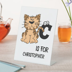 Benutzerdefiniertes Monogramm C ist für Katzen nie Sockelschild