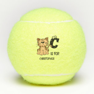 Benutzerdefiniertes Monogramm C ist für Katzen nie Tennisbälle
