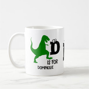 Benutzerdefiniertes Monogramm D für Dinosaurier ni Kaffeetasse