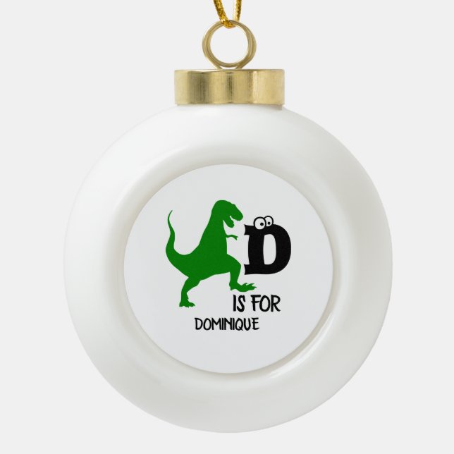 Benutzerdefiniertes Monogramm D für Dinosaurier ni Keramik Kugel-Ornament (Vorderseite)