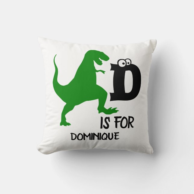 Benutzerdefiniertes Monogramm D für Dinosaurier ni Kissen (Vorderseite)