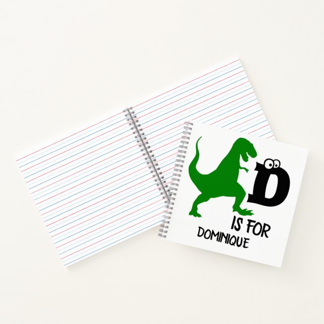 Benutzerdefiniertes Monogramm D für Dinosaurier ni Notizbuch (Innenseite)