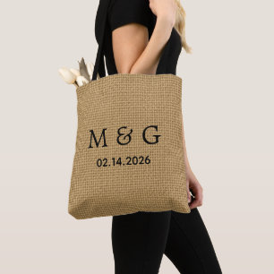 Benutzerdefiniertes Monogramm-Datum auf natürliche Tasche