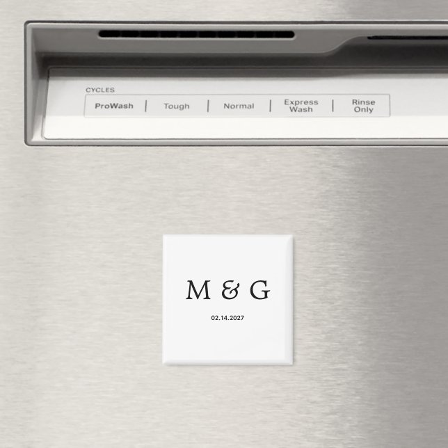 Benutzerdefiniertes Monogramm Datum Klassisch Weiß Magnet (In Situ (Geschirrspüler))