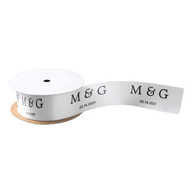 Benutzerdefiniertes Monogramm-Datums-Muster Klassi Satinband (Spule)