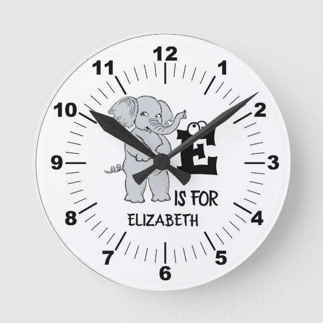 Benutzerdefiniertes Monogramm E ist für niedlichen Runde Wanduhr (Vorderseite)
