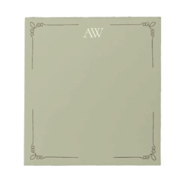 Benutzerdefiniertes Monogramm | Elegante hellgrüne Notizblock