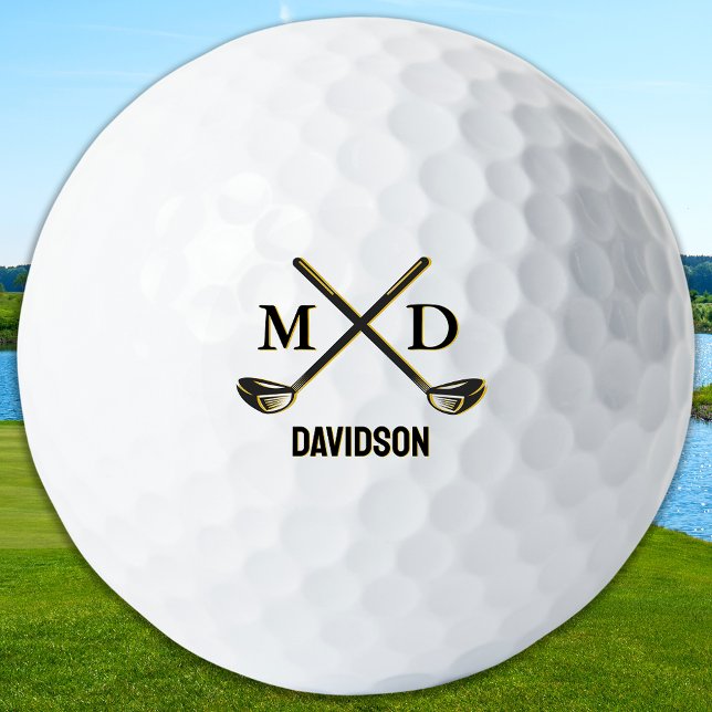 Benutzerdefiniertes Monogramm Eleganter Golfer Per Golfball (Von Creator hochgeladen)