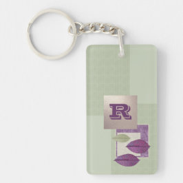 Benutzerdefiniertes Monogramm Elegantes Leaf-Muste Schlüsselanhänger