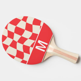 Benutzerdefiniertes Monogramm elegantes weiß-rotes Tischtennis Schläger