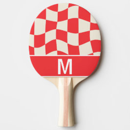 Benutzerdefiniertes Monogramm elegantes weiß-rotes Tischtennis Schläger