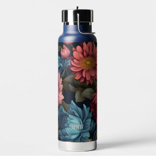 Benutzerdefiniertes Monogramm Farbiges Blume-Muste Trinkflasche