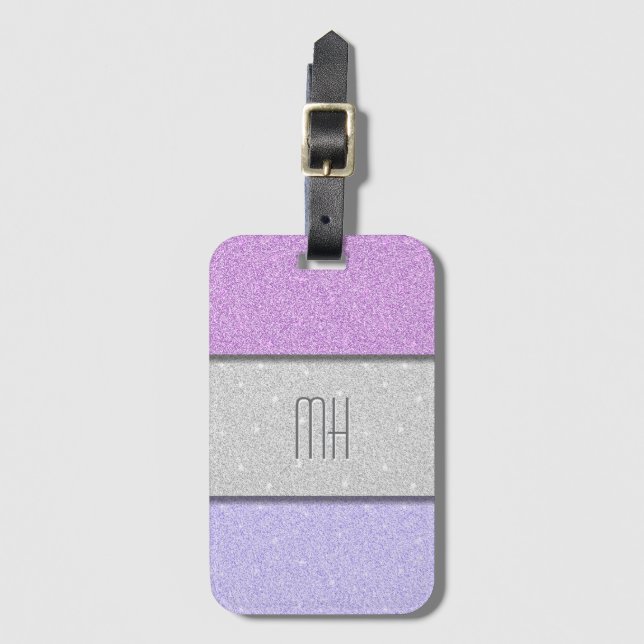 Benutzerdefiniertes Monogramm Faux Glitter Bling Gepäckanhänger (Vorderseite Vertikal)