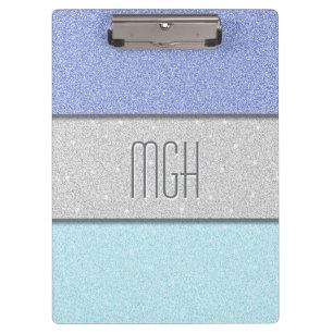 Benutzerdefiniertes Monogramm Faux Glitter Bling Klemmbrett