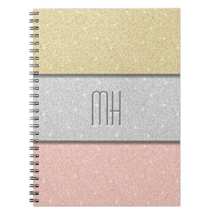 Benutzerdefiniertes Monogramm Faux Glitter Bling Notizblock