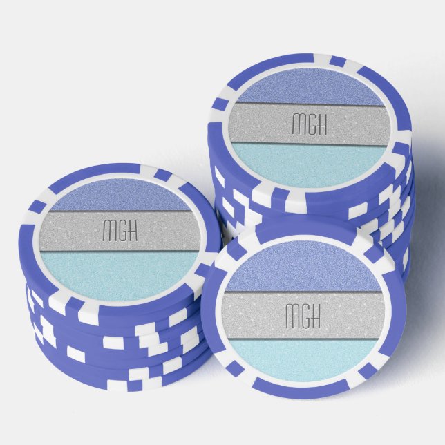 Benutzerdefiniertes Monogramm Faux Glitter Bling Pokerchips (Stapel)