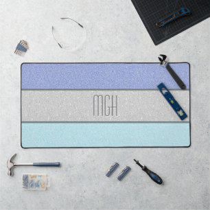 Benutzerdefiniertes Monogramm Faux Glitter Bling Schreibtischunterlage