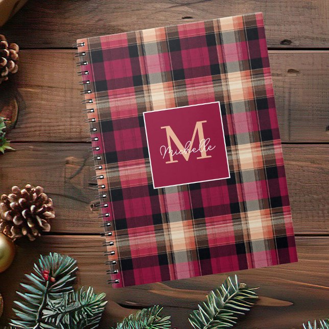Benutzerdefiniertes Monogramm Festliches Gingham-D Notizblock (Von Creator hochgeladen)
