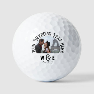Benutzerdefiniertes Monogramm Foto Text HochzeitsG Golfball