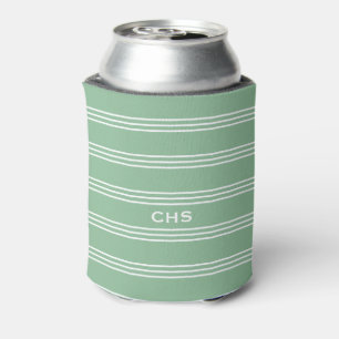 Benutzerdefiniertes Monogramm für Moss Green Strip Dosenkühler