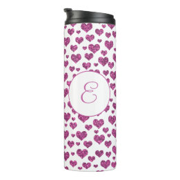 Benutzerdefiniertes Monogramm für rosa Glitzer Her Thermosbecher