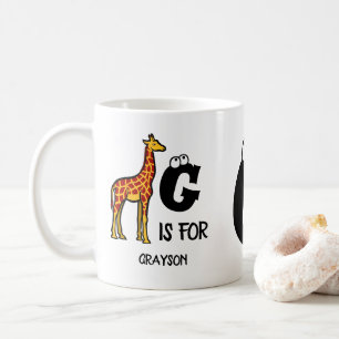 Benutzerdefiniertes Monogramm G ist für Giraffen n Kaffeetasse